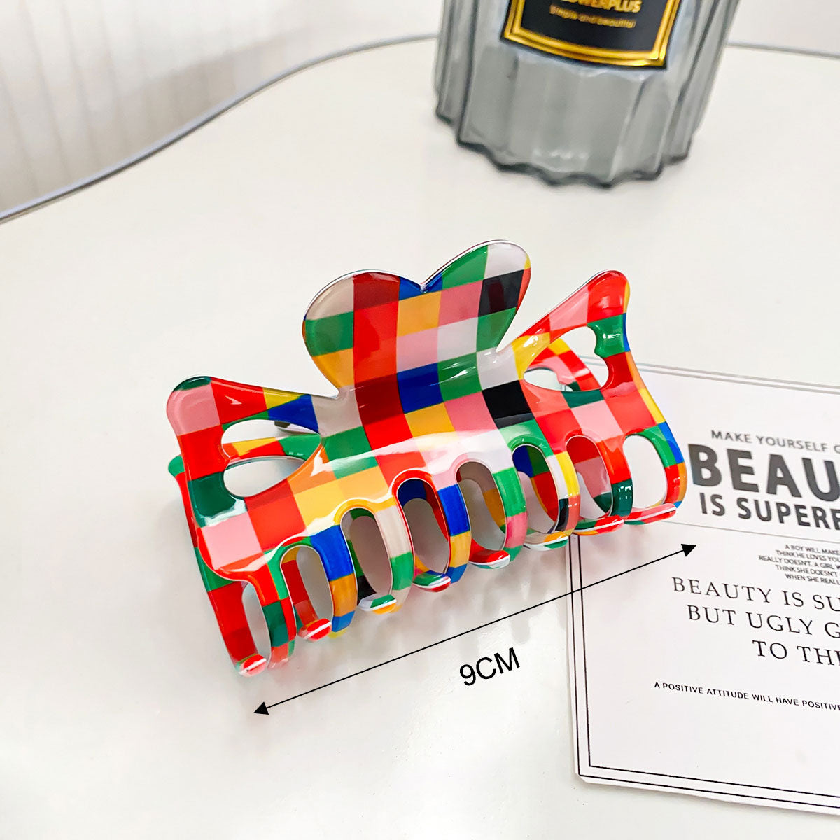 Multi-color checkered hair clip