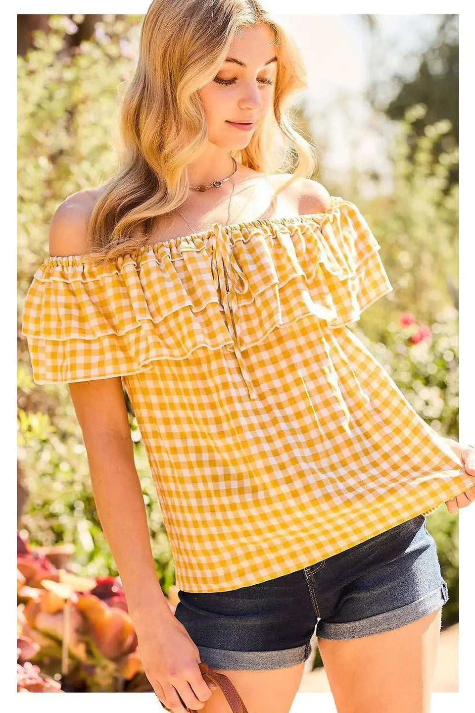 Gingham Print Top