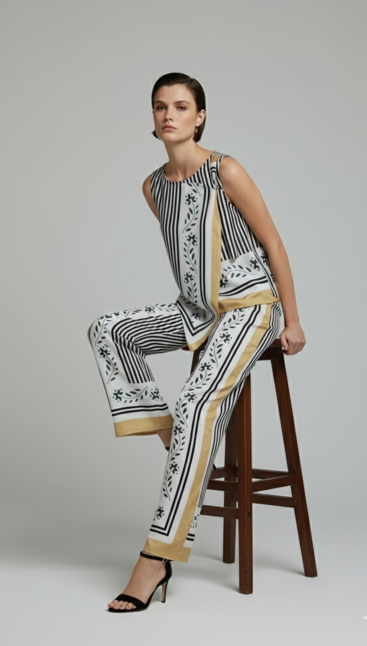 The Knotted Scarf Top & Wide Leg Pants Set – Game Day Outfit