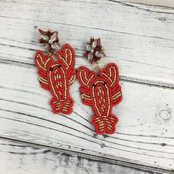 Beaded Crawfish Earrings