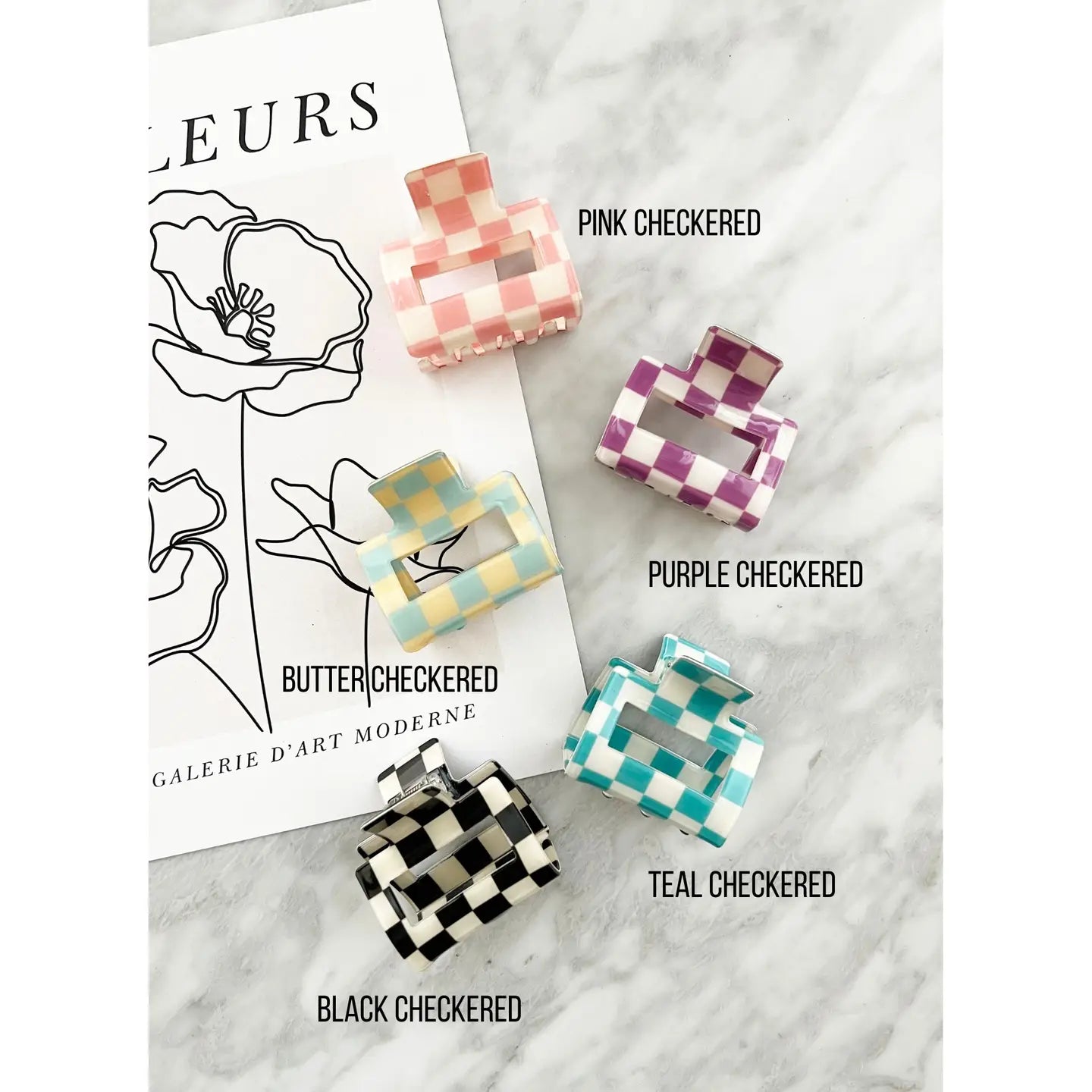 Checkered Square 2" Hair Clip