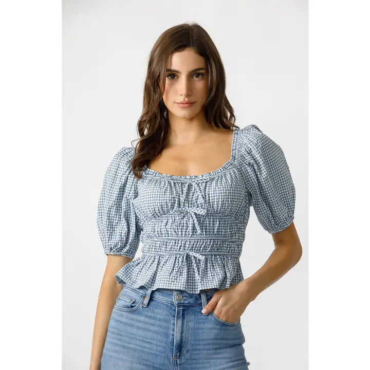 Blue & White Checkered Top