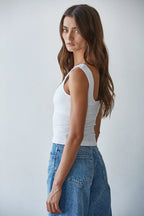 The Seamless Scoop Neck Sleeveless Top with Built-In Padded Lining