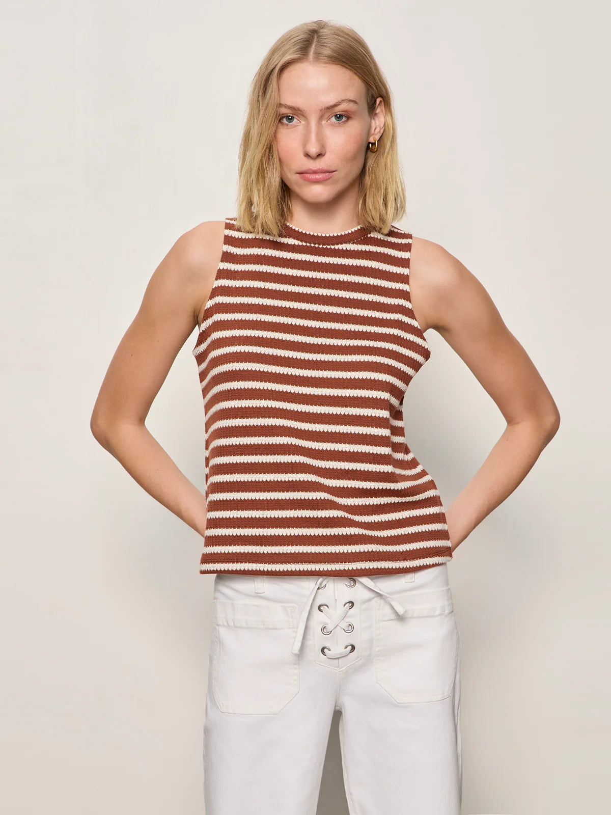 The Campari Textured High‑Neck Tank — Fitted Sustainable Rib
