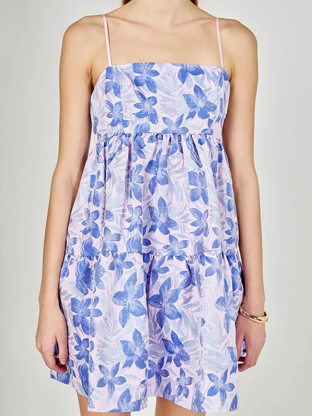 The Metallic Floral Jacquard Mini Dress