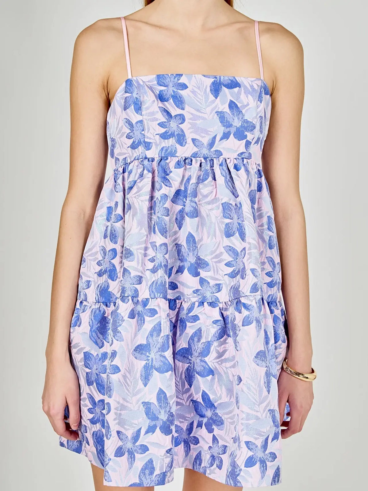 The Metallic Floral Jacquard Mini Dress