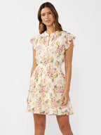 The Floral Smocked Waist Mini Dress | Flutter Sleeve Fall Dress