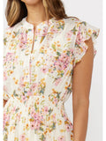 The Floral Smocked Waist Mini Dress | Flutter Sleeve Fall Dress