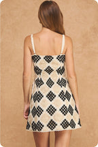 The Square Neck Patchwork Crochet Mini Dress