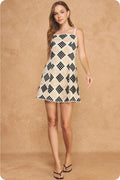 The Square Neck Patchwork Crochet Mini Dress