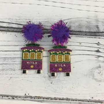 NOLA Streetcar Pom Earrings