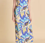 The Blue Multi-Color Strapless Dress