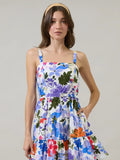 Aimee Floral Poplin Dress | Belted Tiered Mini Dress with Smocked Back