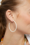 Ivory Enamel Oversized Hoop Earrings