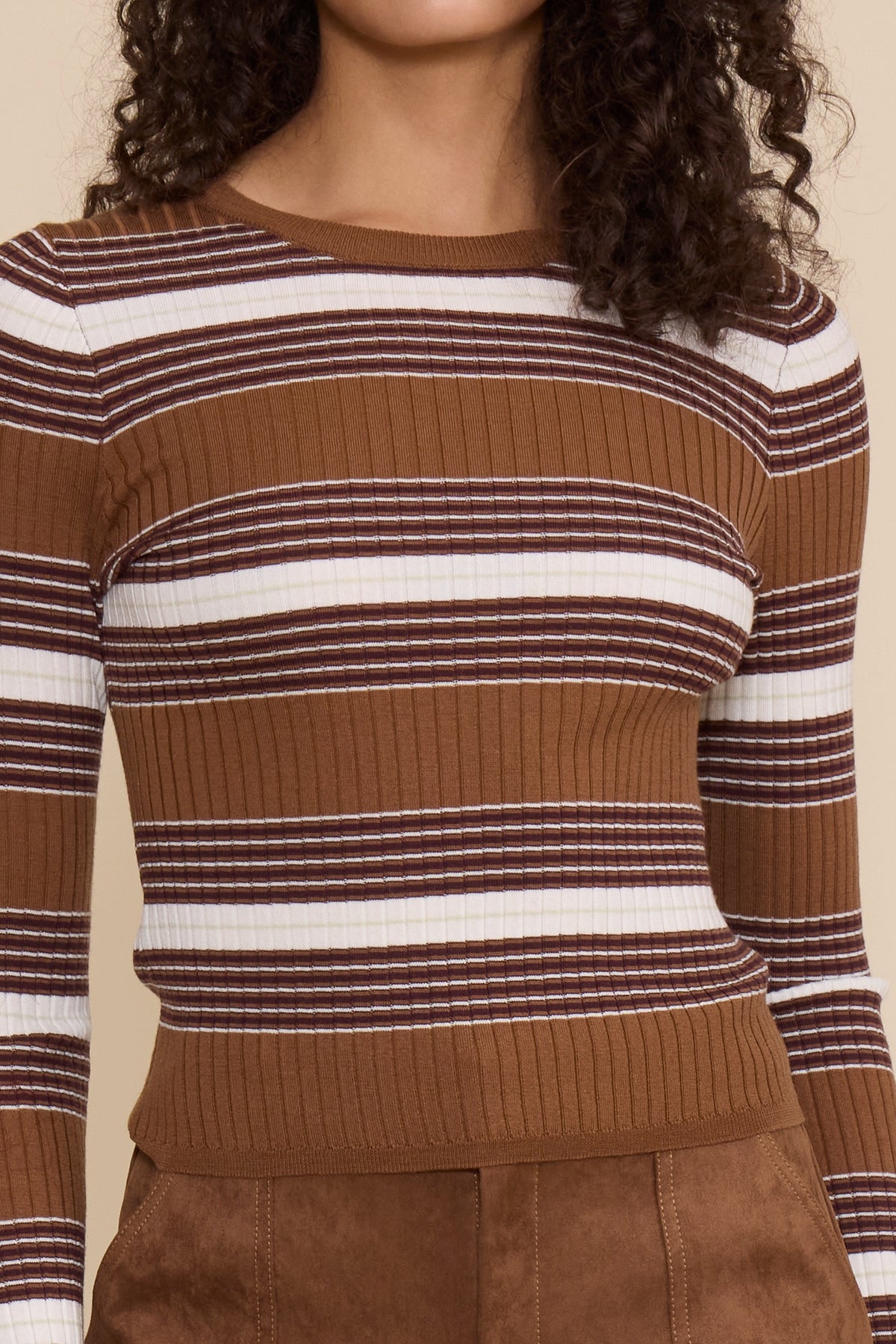 The Astrid Striped Top | Chocolate Brown Stripes