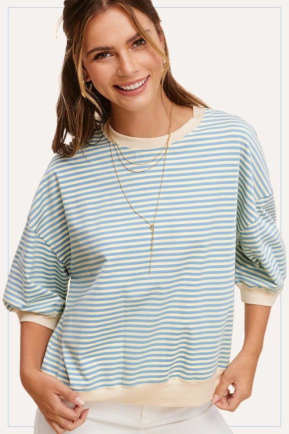 Loose Fit Striped Crew