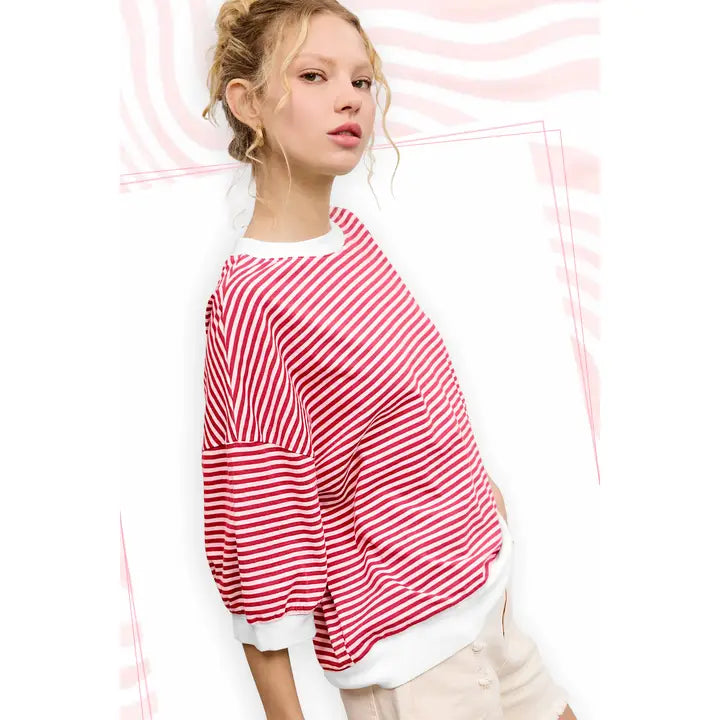 Loose Fit Striped Crew