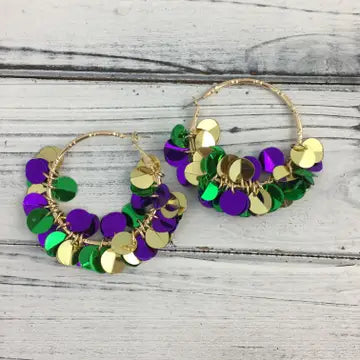 Mardi Gras Hoop Earring