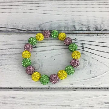 Mardi Gras Rhinestone Stretch Bracelet