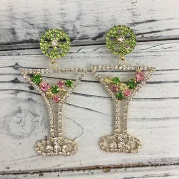 Mardi Gras Martini Earrings