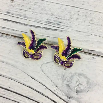 Mardi Gras Mask Post Earrings