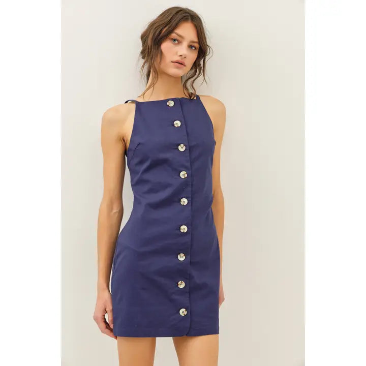 Classic Navy Linen Dress