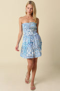 The Smocked Strapless Mini Dress — Flared Cotton Mini