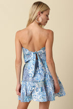 The Smocked Strapless Mini Dress — Flared Cotton Mini