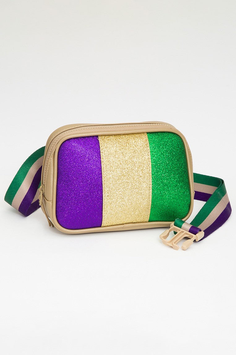 Mardi Gras Sparkle Rectangular Belt Bag