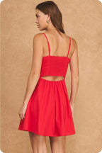 The Floral Pearl Applique Cutout Back Mini Dress
