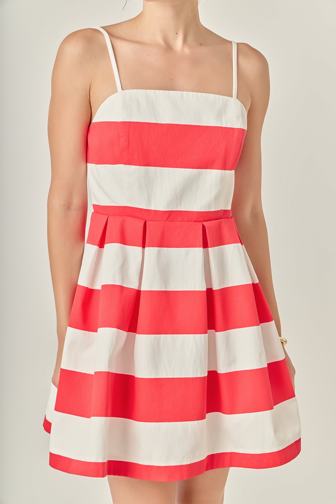 The Red & White Bold Stripe Spaghetti Strap Dress