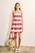 The Red & White Bold Stripe Spaghetti Strap Dress