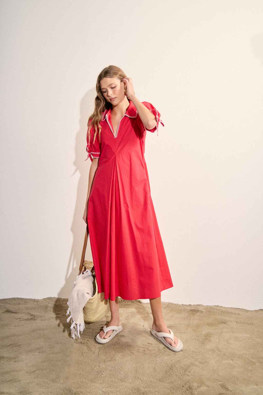 The White Trim Maxi Dress