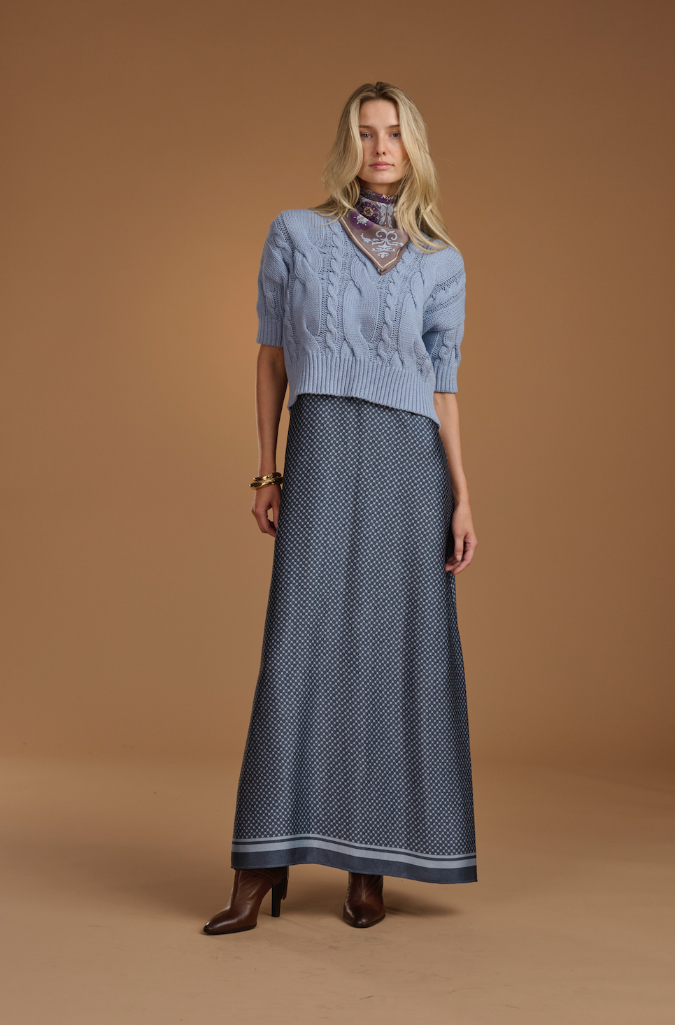 The Ruffle Neck Draped Maxi Dress