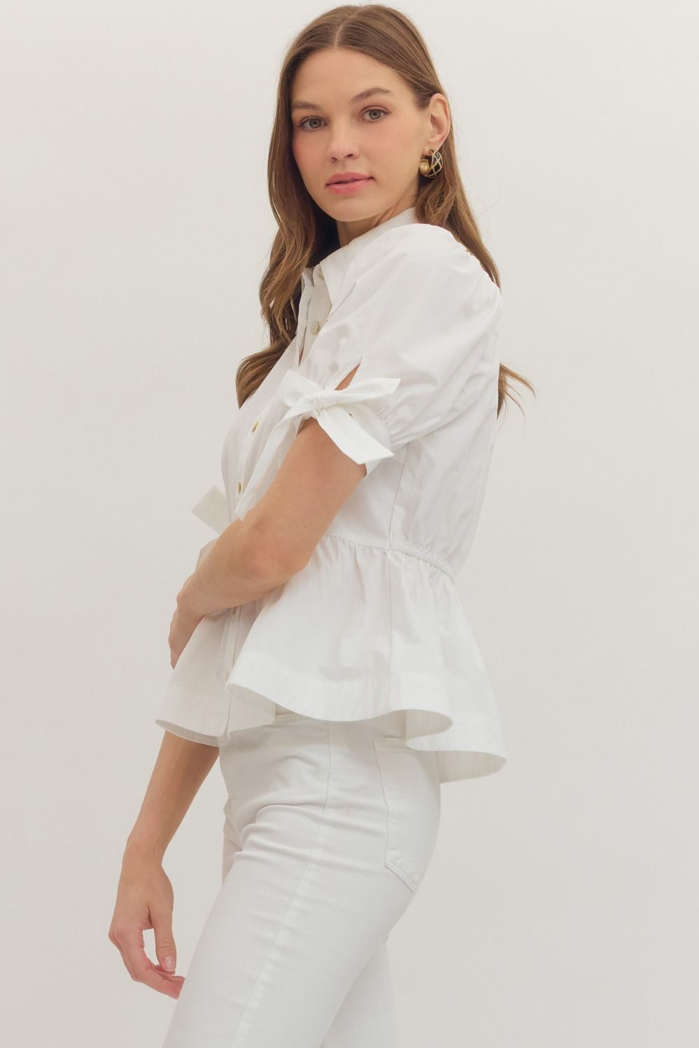 The Madison Puff-Sleeve Peplum Top