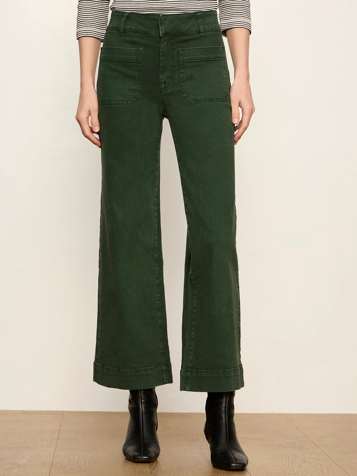The Wide Leg Ankle Length Pants – Lightweight Standard Rise with Patch Pockets