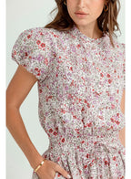 The Damson Garden Poppy Dress – Red Floral Puff Sleeve Mini Dress
