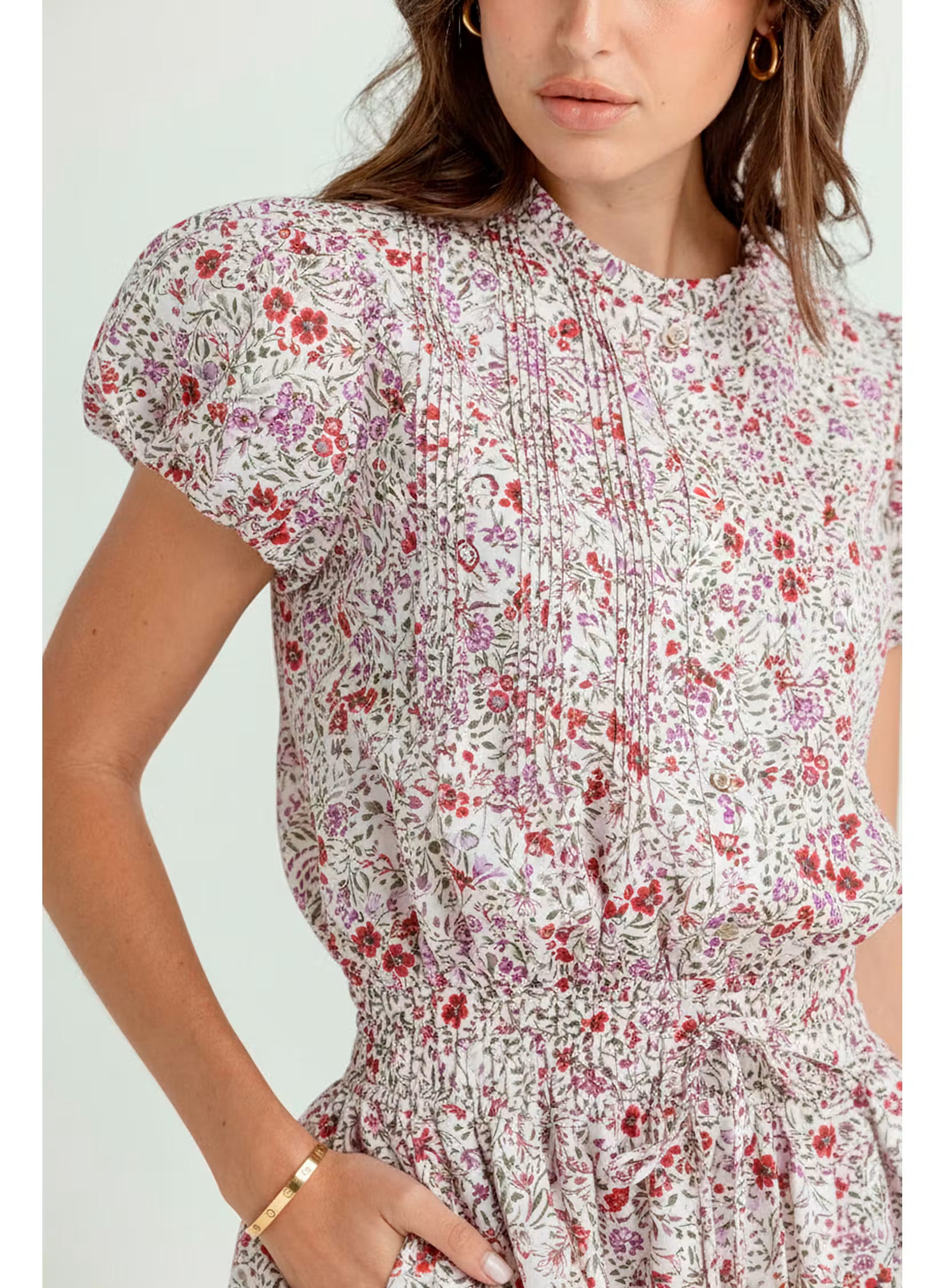 The Damson Garden Poppy Dress – Red Floral Puff Sleeve Mini Dress