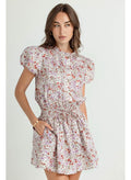 The Damson Garden Poppy Dress – Red Floral Puff Sleeve Mini Dress