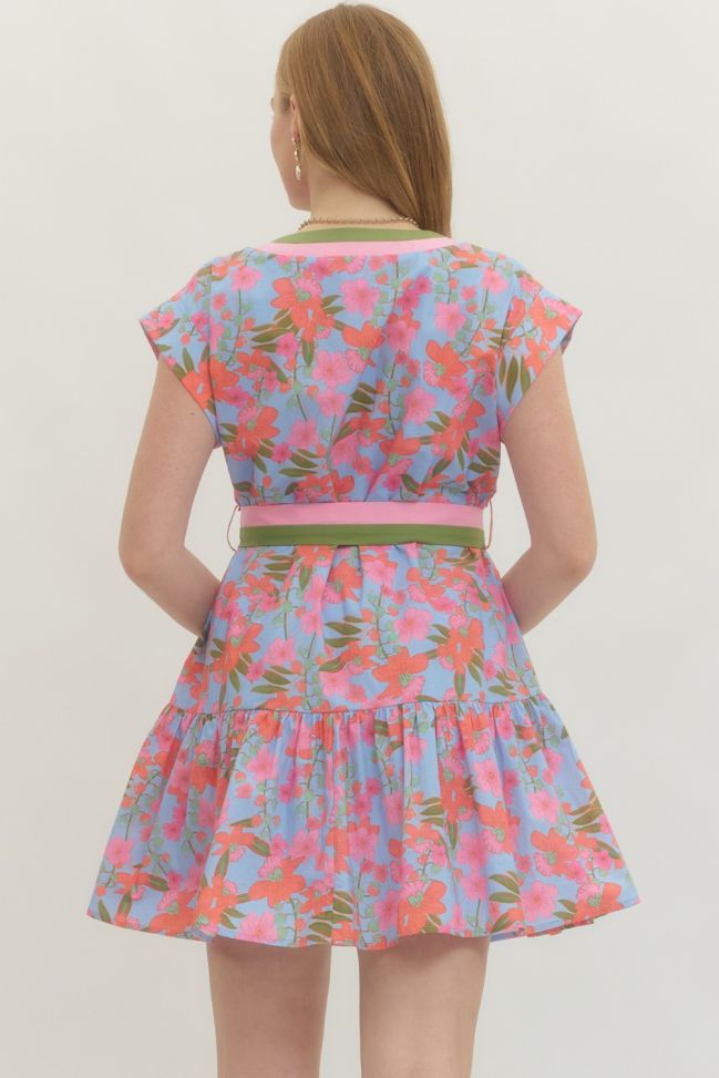 The Marigold Floral V‑Neck Mini Dress