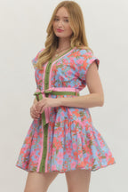 The Marigold Floral V‑Neck Mini Dress