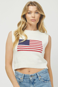 The Sleeveless USA Flag Lightweight Knit Top