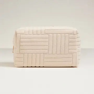 Grid Pattern Cosmetic Pouch Beige