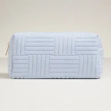 Grid Pattern Cosmetic Pouch Blue