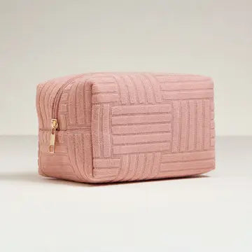 Grid Pattern Cosmetic Pouch Salmon