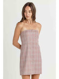 The Foxglove Check Strapless Mini Dress